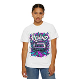 Rewind Cassette Tape T-Shirt – Vintage 80s Music Graphic Tee